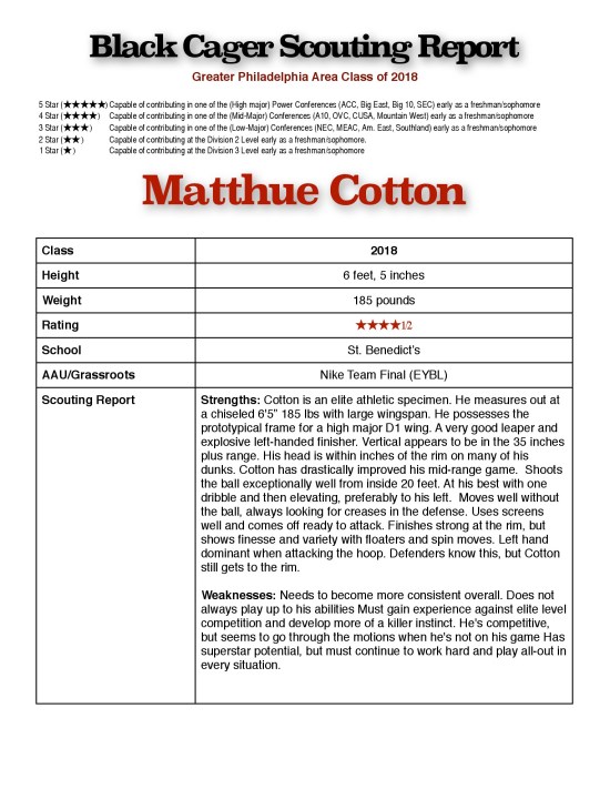 Matt Cotton - Scouting Report